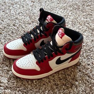 Nike Air Jordan Red, White, and Black High-Top Sneakers Boys 6.5Y